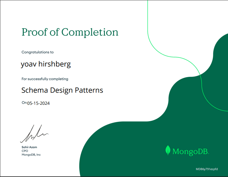 Schema design patterns- MongoDB certificate